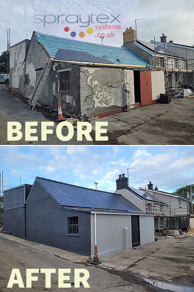 Before and after exterior painting project in Pembrokeshire